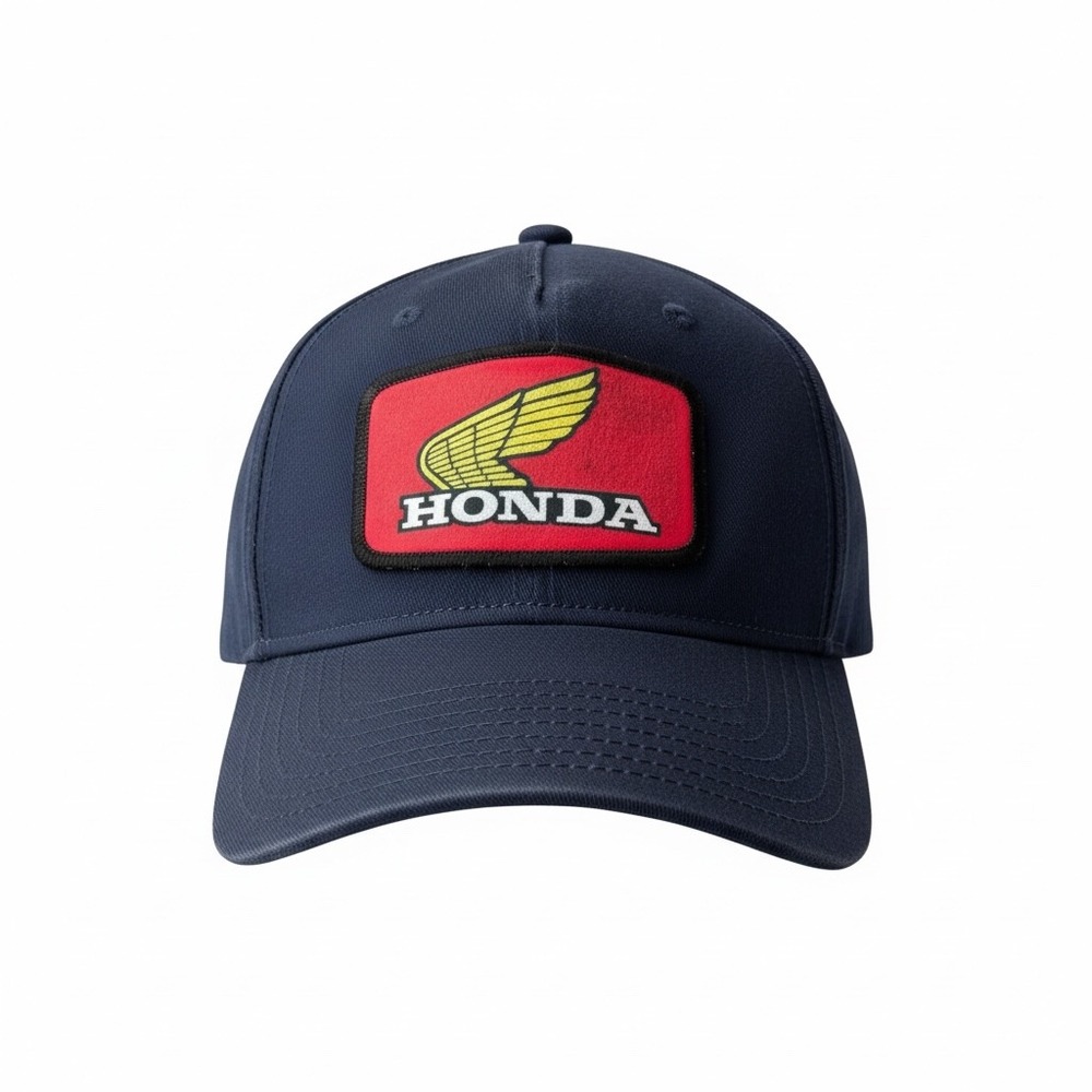 Honda Wing Logo Racing Baseball Cap Navy Blue Adjustable OSFA Retro Style Hat